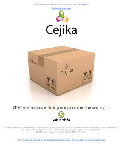 Mailing pour le changement d'adresse de CEJIKA